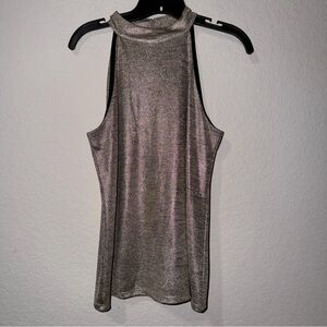 White House Black Market Metallic Mock Neck Tank